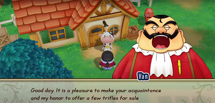 Van introduces himself to the farmer. / Story of Seasons: Friends of Mineral Town