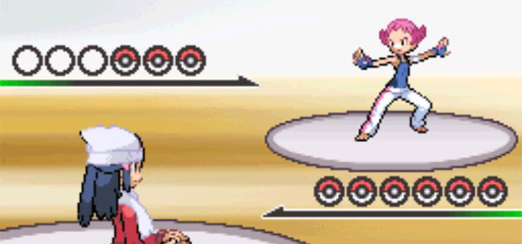 Maylene battle in Veilstone Gym (Pokémon Platinum)