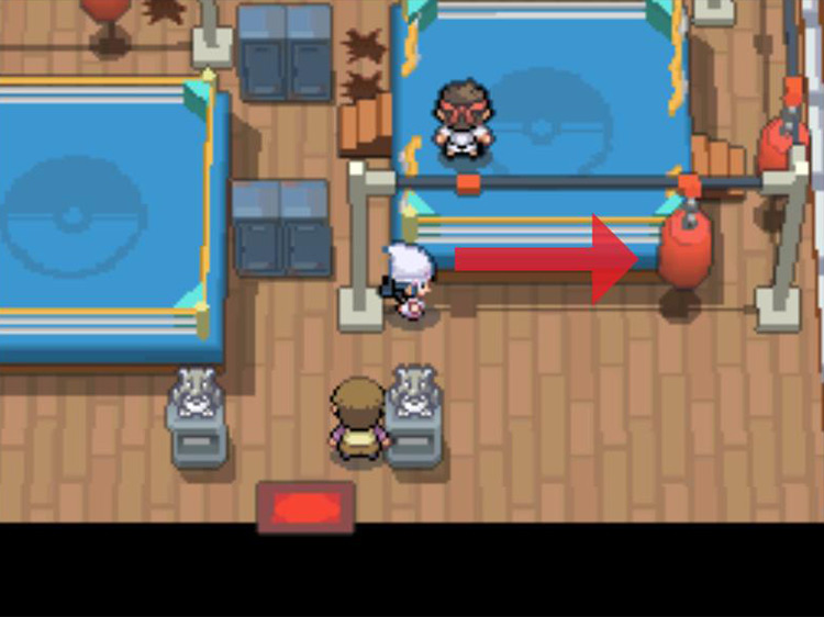 Knocking a stack of tires out of the way. / Pokémon Platinum