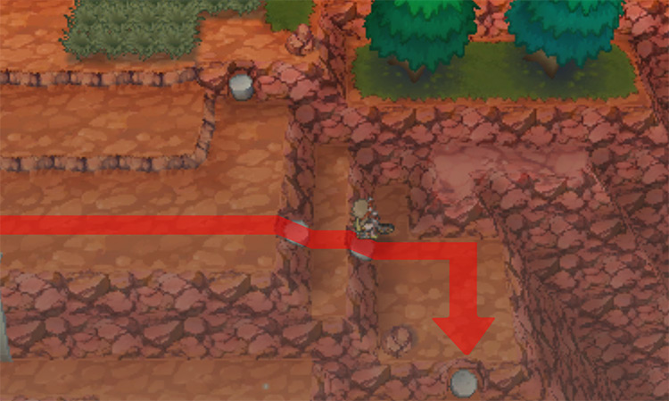 Stone ledges that lead to the TM / Pokémon Omega Ruby and Alpha Sapphire
