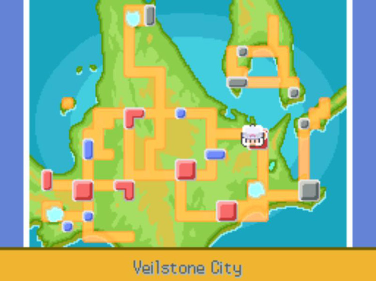 HM02 Fly’s location on the Town Map. / Pokémon Platinum