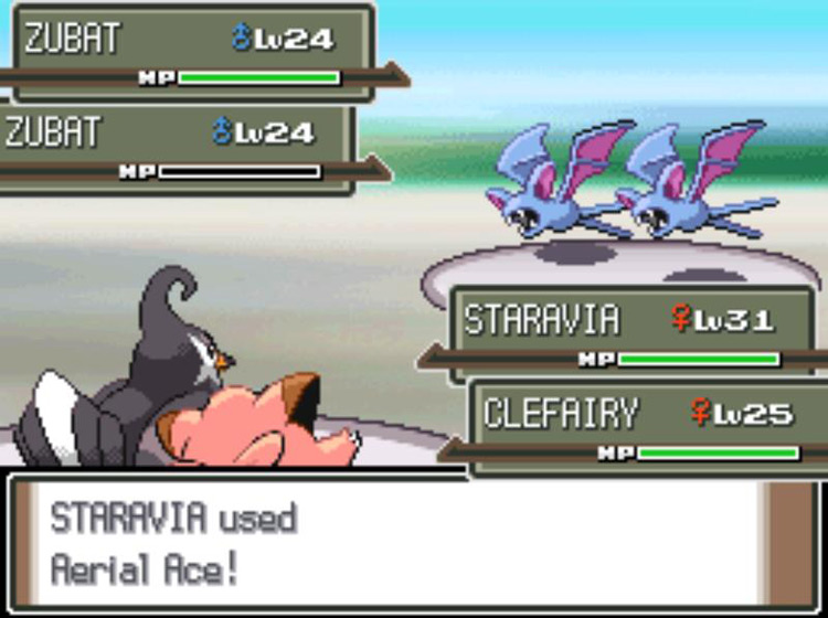 Fighting the Galactic Grunts with Rowan’s assistant. / Pokémon Platinum