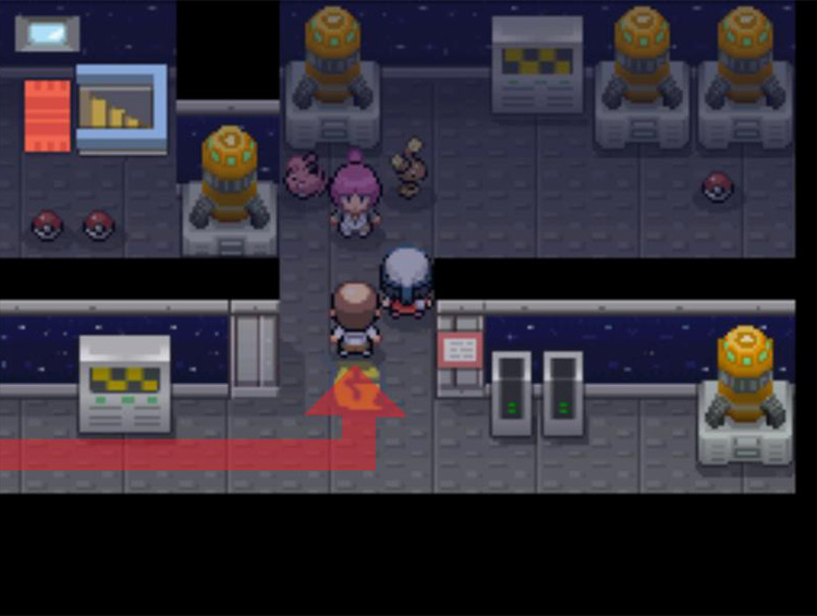 An altercation with Commander Jupiter. / Pokémon Platinum