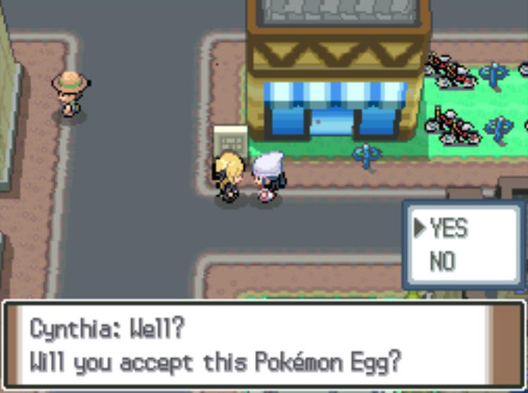 Receiving the Pokémon Egg from Cynthia. / Pokémon Platinum