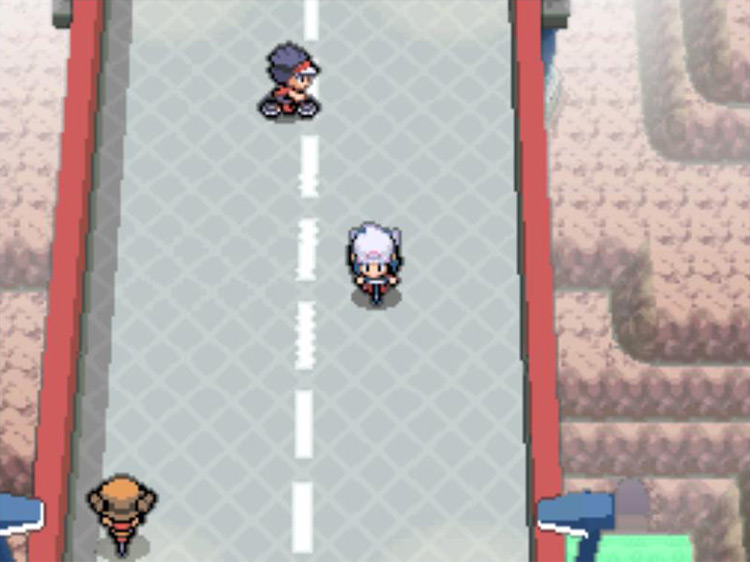 Speeding down Route 206’s Cycling Road. / Pokémon Platinum