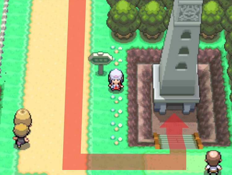 Entering the Lost Tower on Route 209. / Pokémon Platinum