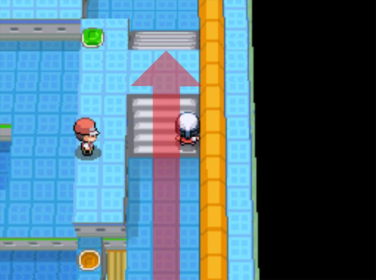 Backtracking up the stairs. / Pokémon Platinum