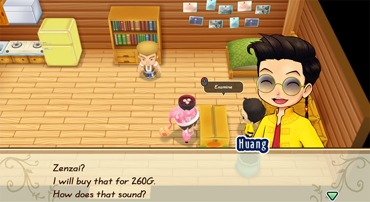 Huang offers to buy Zenzai from the farmer. / Story of Seasons: Friends of Mineral Town