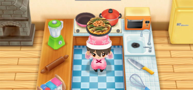 Holding a plate of Okonomiyaki in SoS:FoMT
