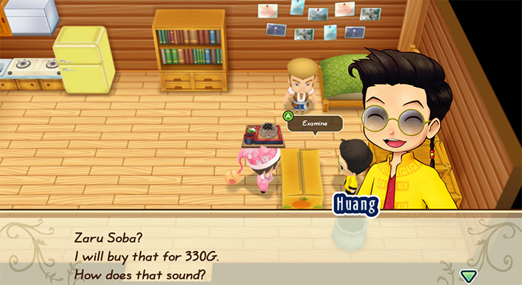 Huang offers to buy Zaru Soba from the farmer. / Story of Seasons: Friends of Mineral Town