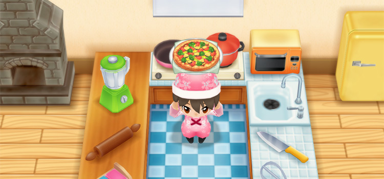 Holding a vegetable pizza in SoS:FoMT