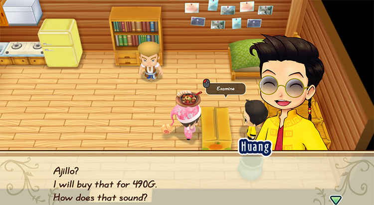 Huang offers to buy Ajillo from the farmer. / Story of Seasons: Friends of Mineral Town