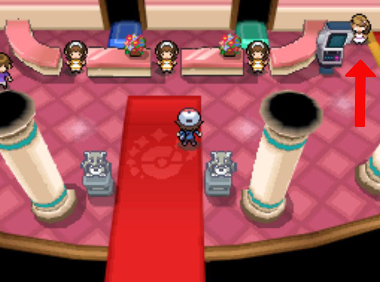 Speak with the NPC located in the corner behind the PC / Pokémon Black/White