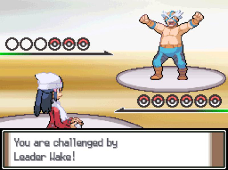 Fighting Crasher Wake at Pastoria Gym. / Pokémon Platinum