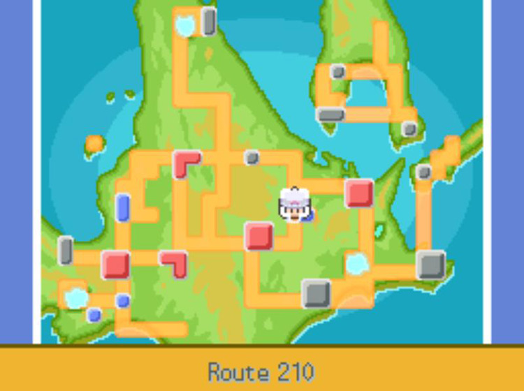 TM51 Roost’s location on the Town Map. / Pokémon Platinum