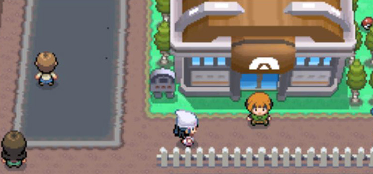 Gym Leader Gardenia standing outside Eterna Gym (Pokémon Platinum)