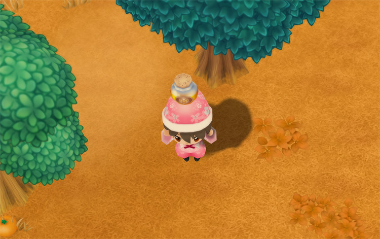 The farmer harvests Honey from the fruit trees on the farm. / Story of Seasons: Friends of Mineral Town