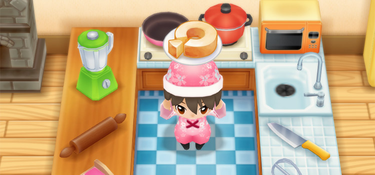 Holding a plate of Baumkuchen in SoS:FoMT