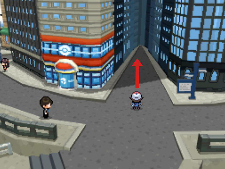 Head down the alley to the right of the Pokémon Center / Pokémon Black/White