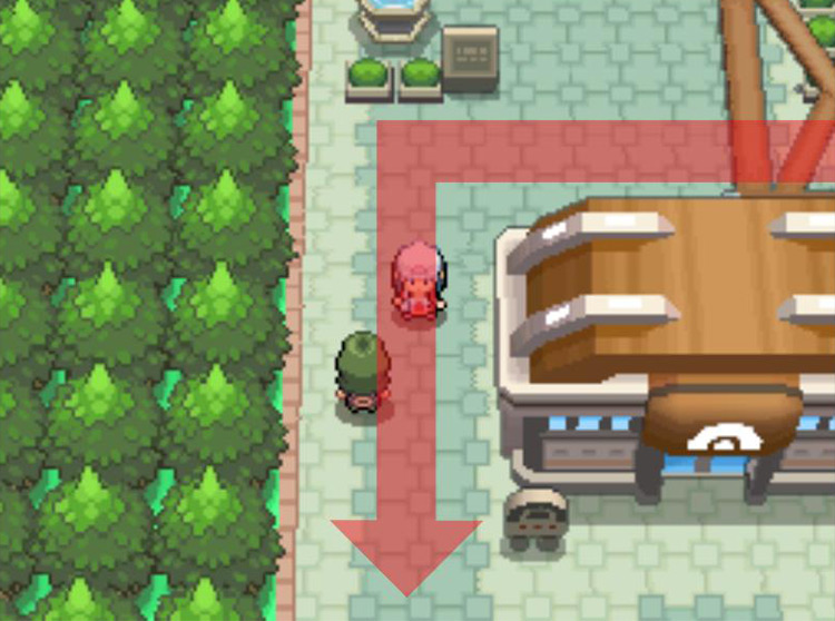 Turning to the south at Canalave Gym. / Pokémon Platinum