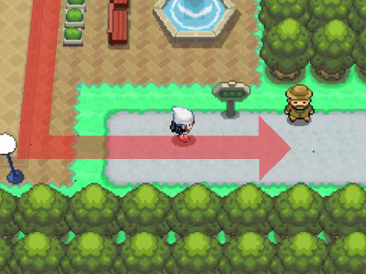 Taking the eastern gate out of Hearthome City. / Pokémon Platinum