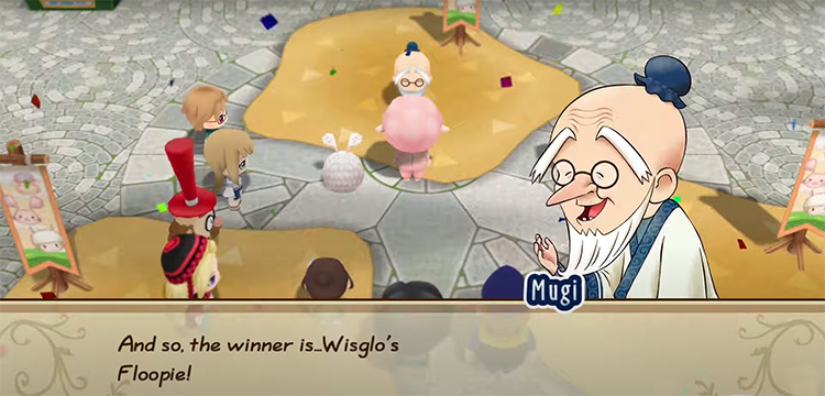 The player wins the Fluffy Festival. / Story of Seasons: Friends of Mineral Town