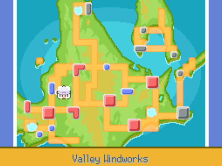 TM24 Thunderbolt’s first location on the Town Map / Pokémon Platinum