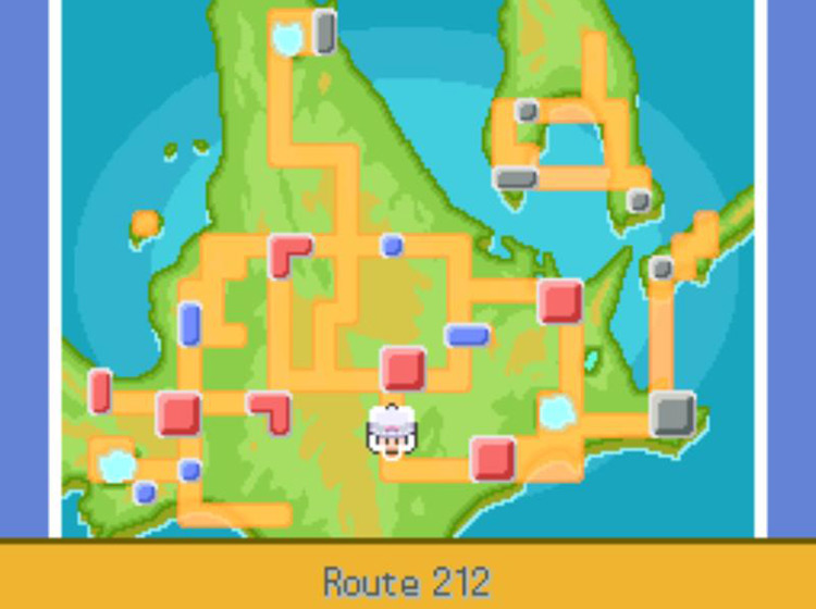 TM11 Sunny Day’s location on the Town Map / Pokémon Platinum