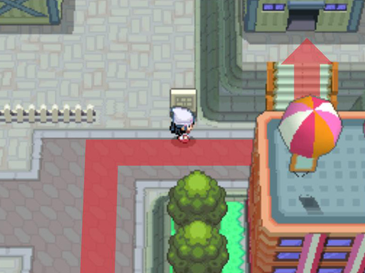 Turning east, and ascending the Galactic Warehouse’s staircase / Pokémon Platinum