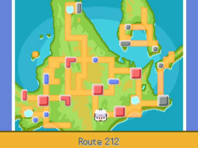 TM62 Silver Wind’s location on the Town Map / Pokémon Platinum
