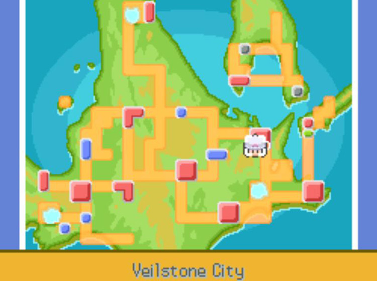 TM63 Embargo’s location on the Town Map / Pokémon Platinum