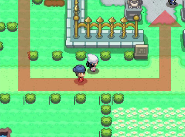 Heading through the gate of the Pokémon Mansion / Pokémon Platinum