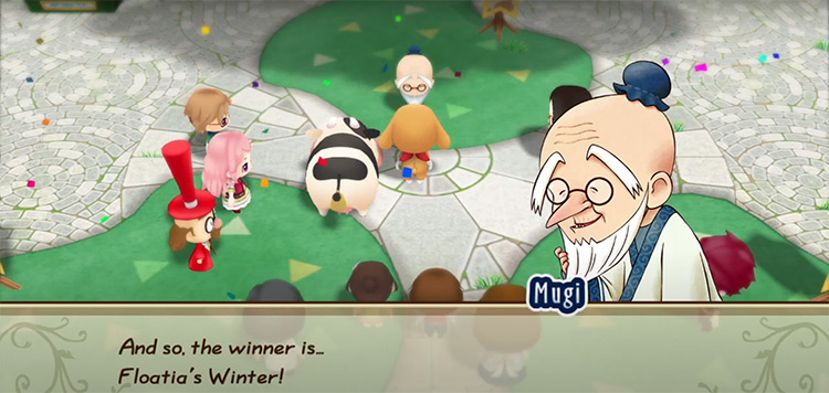 The player wins the Moo-Moo Festival. / Story of Seasons: Friends of Mineral Town