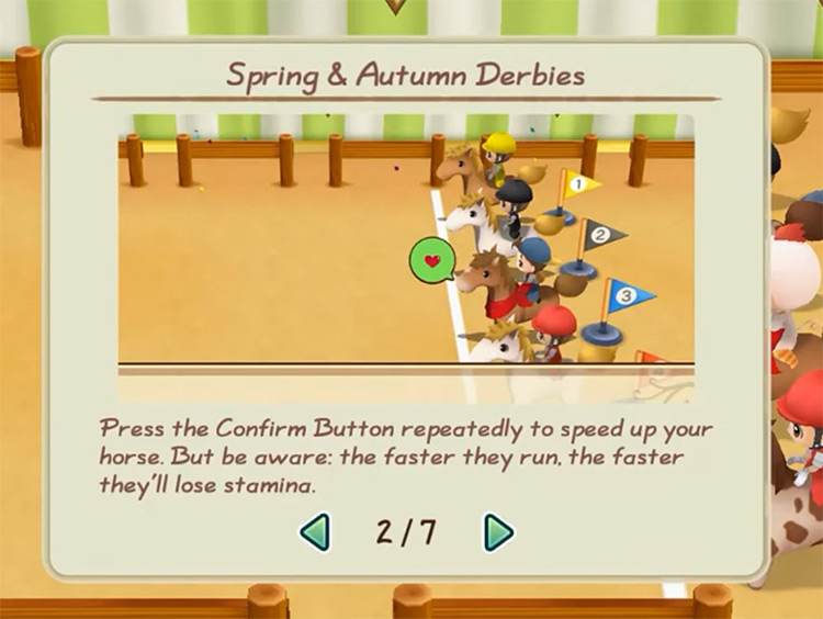 Snippet of the tutorial segment before the race begins. / Story of Seasons: Friends of Mineral Town