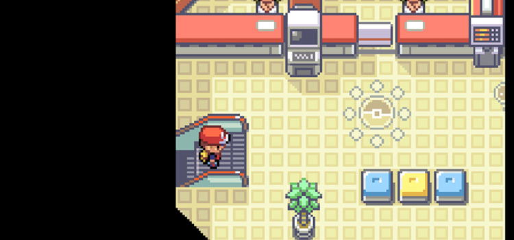 Upstairs in the Pokémon Center in FireRed