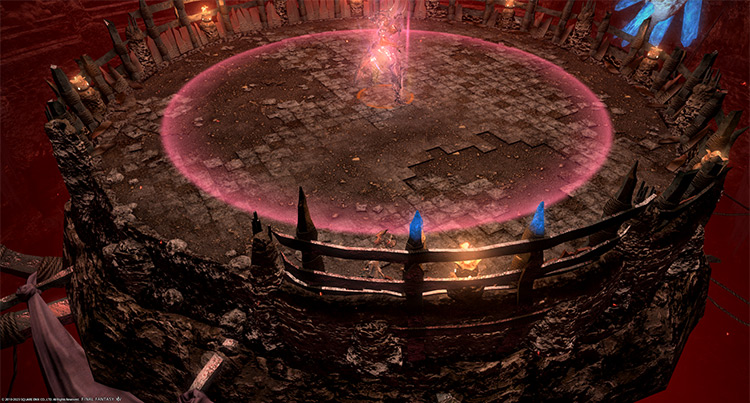 Mitigate the damage from Pillars of Heaven by standing near the edge / Final Fantasy XIV