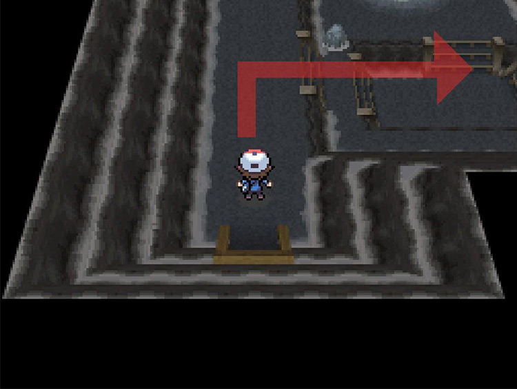 Turn right and walk down the small steps of stairs. / Pokémon Black and White