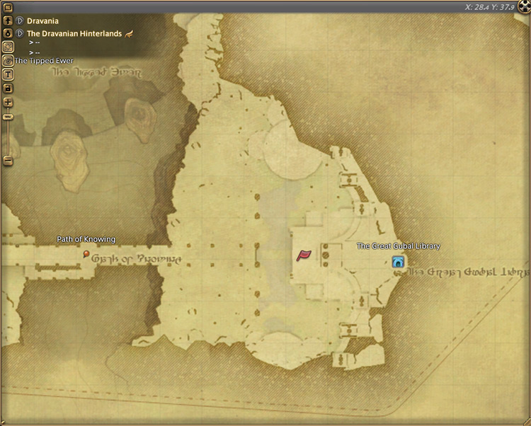 Broomsy’s map location in The Dravanian Hinterlands / Final Fantasy XIV