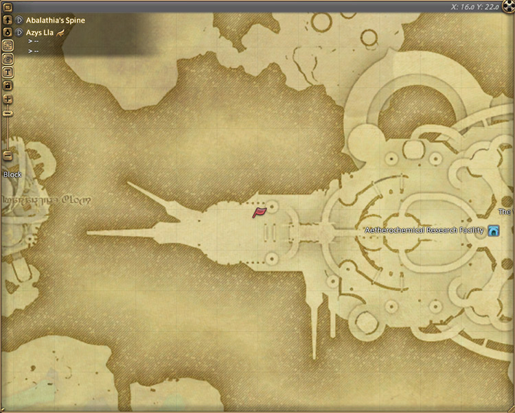 Guidance Node’s map location in Azys Lla / Final Fantasy XIV