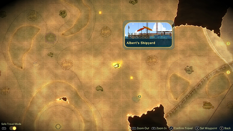 Albert’s Shipyard location on the map / Spiritfarer
