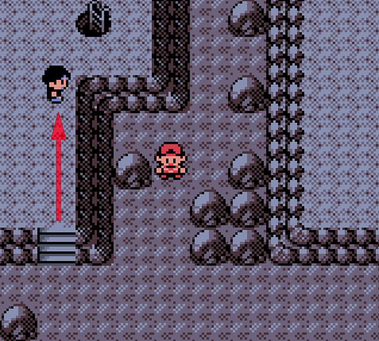 Take the stairs to access the ladder / Pokémon Crystal