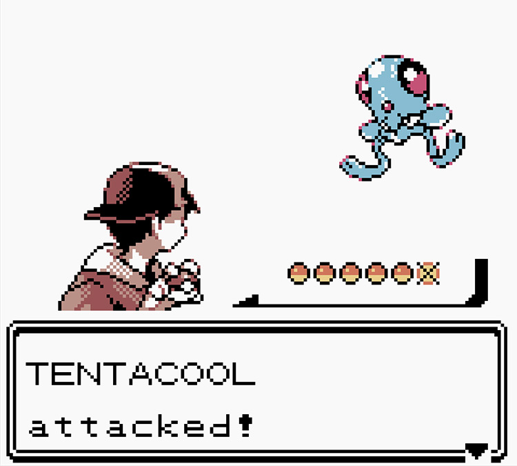A wild Tentacool with the Old Rod / Pokémon Crystal
