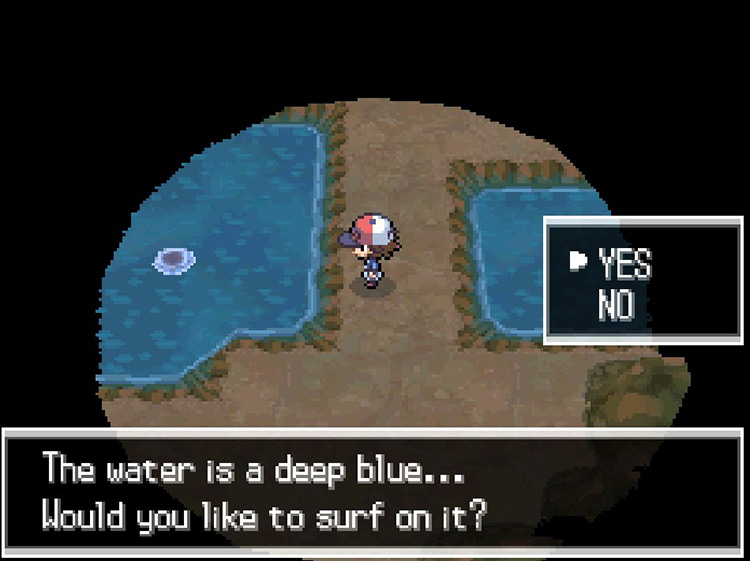 Use Surf to cross the body of water to the left. / Pokémon Black and White