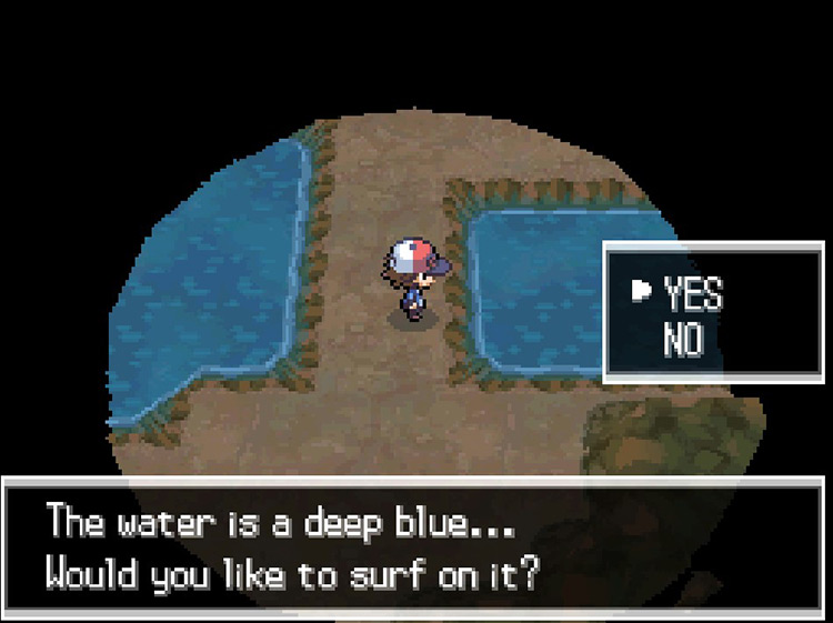 Use Surf to cross the body of water to the right. / Pokémon Black and White