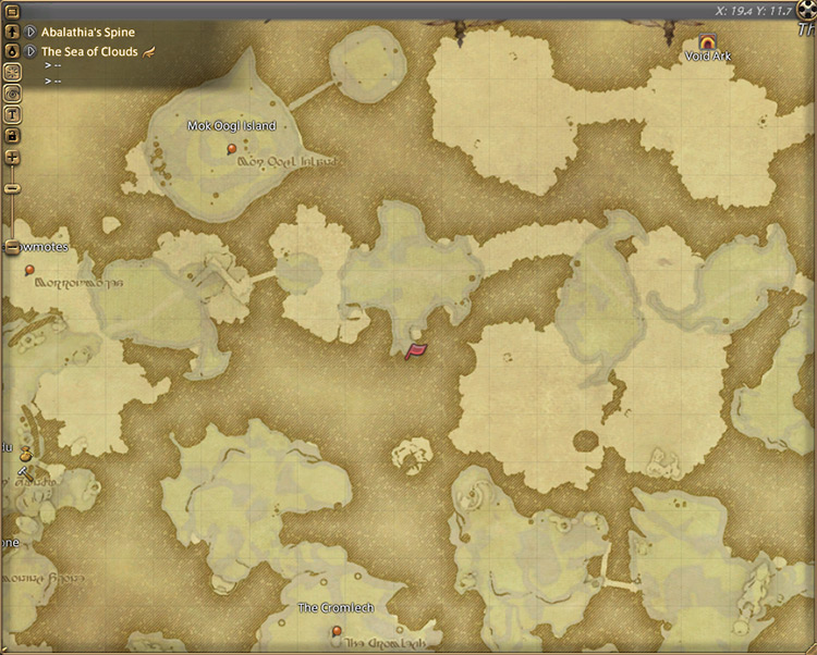 Cid’s map location in The Sea of Clouds / Final Fantasy XIV