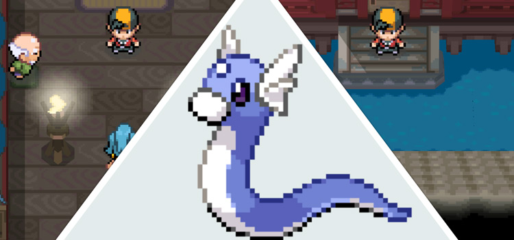 Dratini imposed on top of the Dragons Den (Pokémon HGSS)