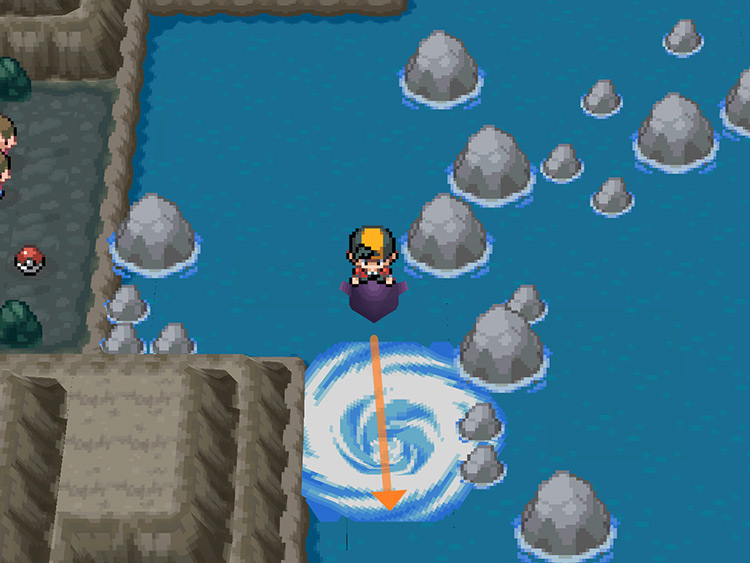 Crossing the whirlpool in the Dragon’s Den / Pokémon HGSS