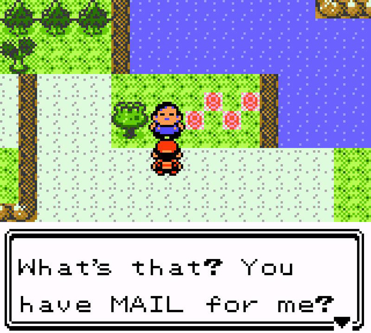 Giving the NPC his Spearow with a letter / Pokémon Crystal