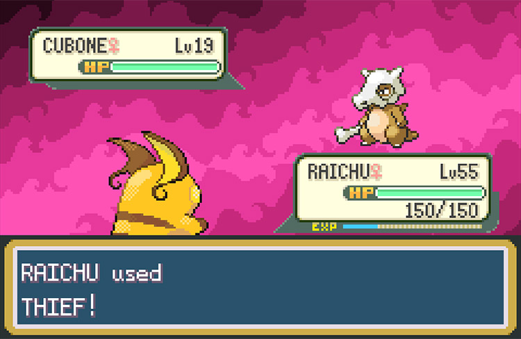 Using Thief on Cubone to steal the Thick Club / Pokémon FireRed and LeafGreen