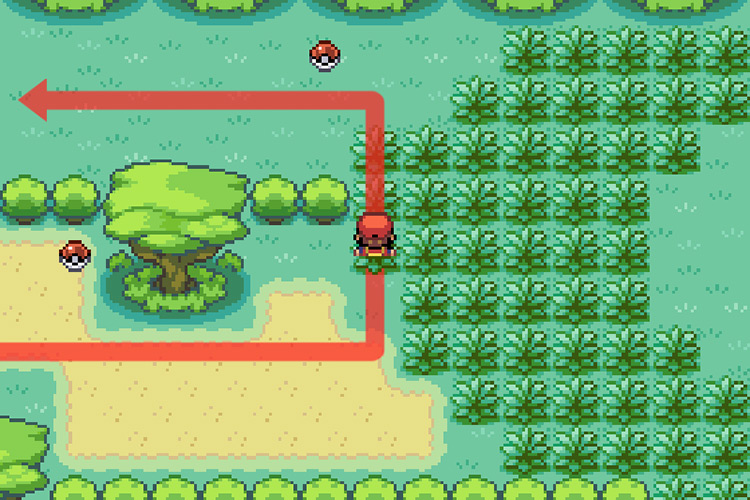 Going around the bushes through the grass / Pokémon FireRed and LeafGreen